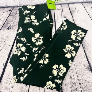 Sam Edelman Bold Garden Print‎ Loden Capri Leggings Activewear Womens Small
